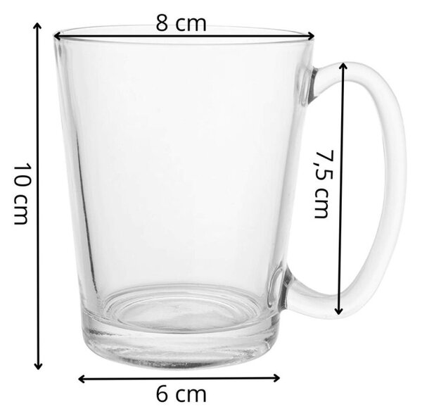 Skleněný hrnek na kávu 300 ml SPRINGOS ROZO sada 6 ks