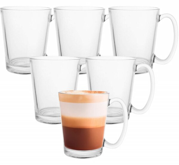 Skleněný hrnek na kávu 300 ml SPRINGOS ROZO sada 6 ks