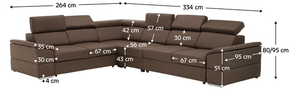 KONDELA Sedací souprava, látka šedohnědá Taupe, SEGORIA LUX