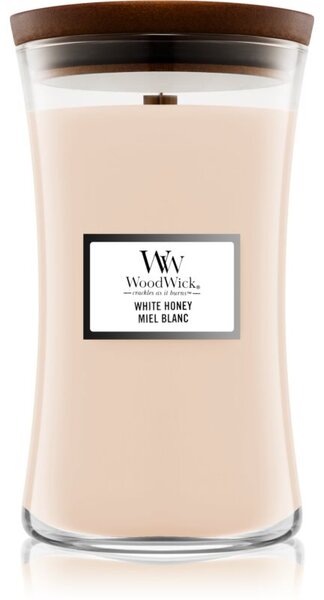 Woodwick White Honey Miel Blanc vonná svíčka s dřevěným knotem 609.5 g
