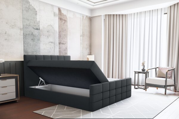 KONDELA Boxspringová postel, 140x200, šedá, BEST