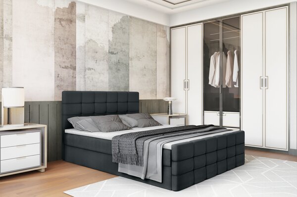 KONDELA Boxspringová postel, 140x200, šedá, BEST
