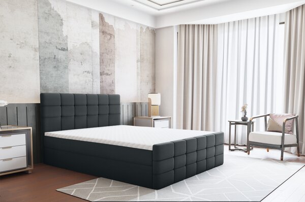 KONDELA Boxspringová postel, 140x200, šedá, BEST