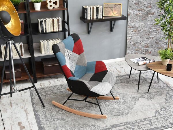 Křeslo Sibyla (patchwork + černá). Akce -15%