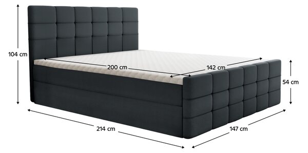 KONDELA Boxspringová postel, 140x200, šedá, BEST