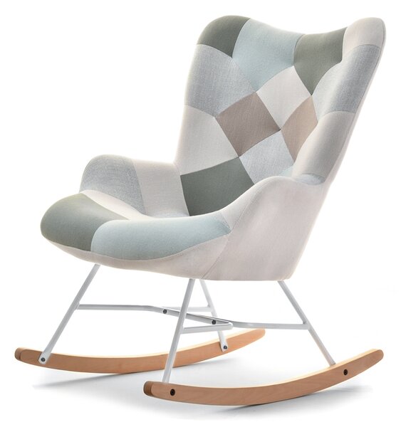 Křeslo Sibyla (patchwork + buk + bílá). Akce -16%