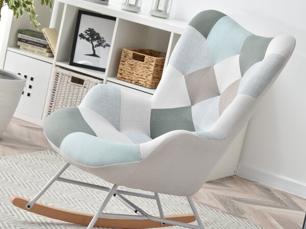 Křeslo Sibyla (patchwork + buk + bílá). Akce -16%