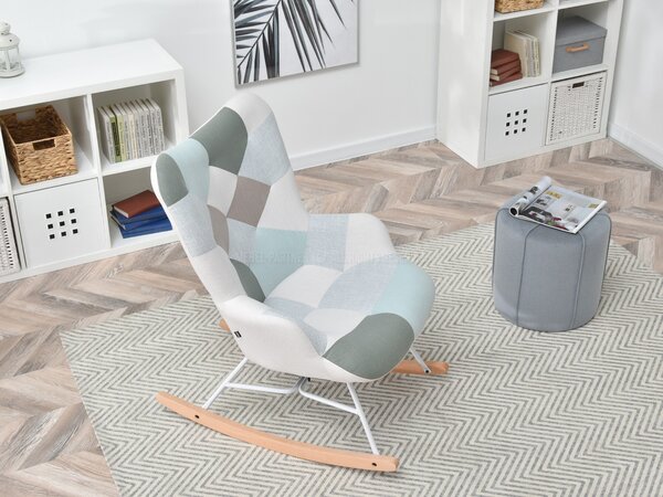 Křeslo Sibyla (patchwork + buk + bílá). Akce -16%