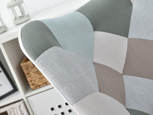 Křeslo Sibyla (patchwork + buk + bílá). Akce -16%