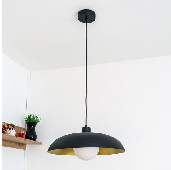 Lustr na lanku ECLIPSE 1xE27/15W/230V černá/zlatá