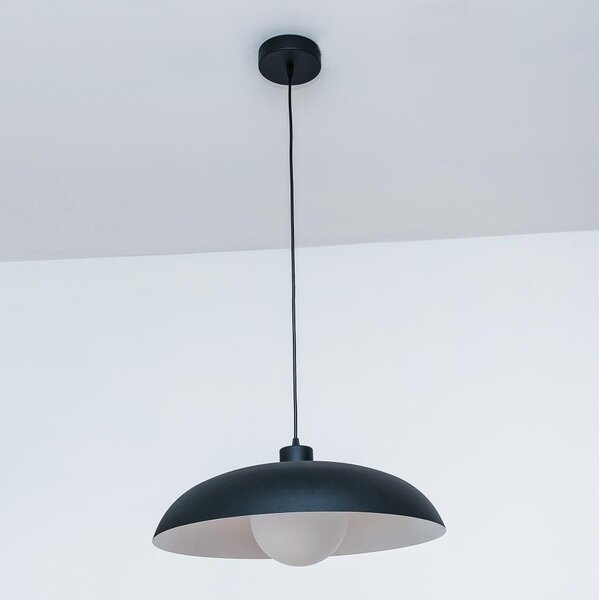 Lustr na lanku ECLIPSE 1xE27/15W/230V černá/bílá