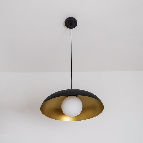 Lustr na lanku ECLIPSE 1xE27/15W/230V černá/zlatá
