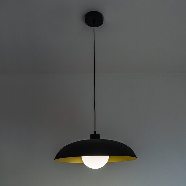 Lustr na lanku ECLIPSE 1xE27/15W/230V černá/zlatá
