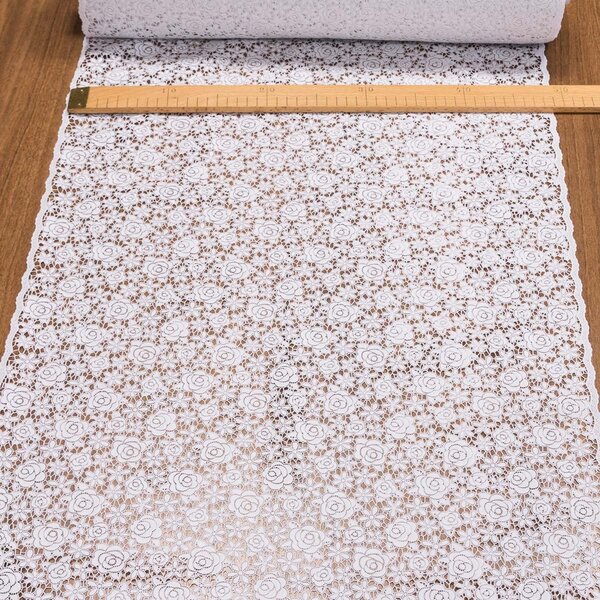 Ubrus PVC / štola DUTCH 2927, krajka, růžička bílá, š.50cm (metráž)
