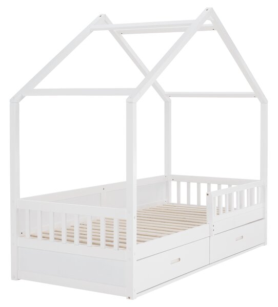 KONDELA Montessori postel, 90x200, bílá, masiv, BIANKA