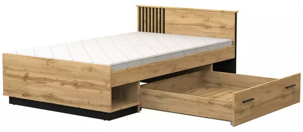 Jednolůžková postel 120x200 CATAWBA se šuplíkem - dub wotan / černá