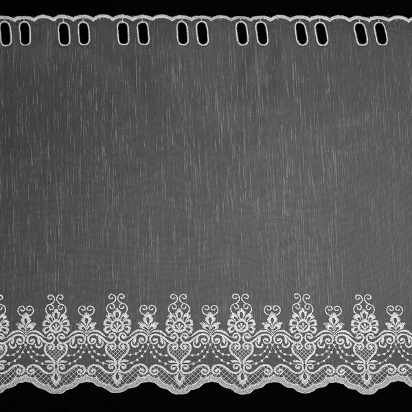 Forbyt organzová vitrážová záclona 98435 ornamenty, vyšívaná s bordurou, bílá, výška 70cm (v metráži)