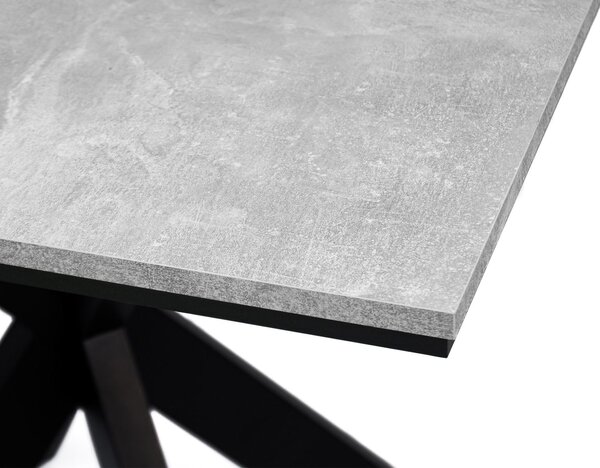 Designový jídelní stůl 90x90 MUKILTEO - mramor bílý / lesklý bílý / černý