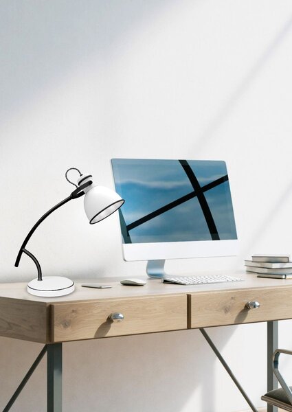 Moderní stolní čtecí lampa ZUMBA - 1xE14, 40W, bílá / černá