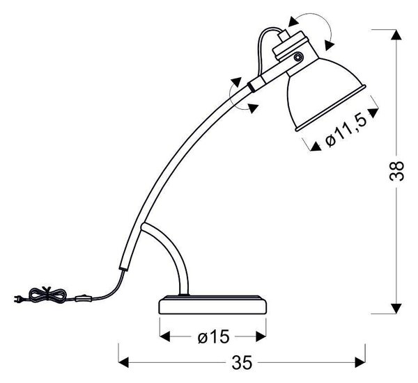 Moderní stolní čtecí lampa ZUMBA - 1xE14, 40W, bílá / černá