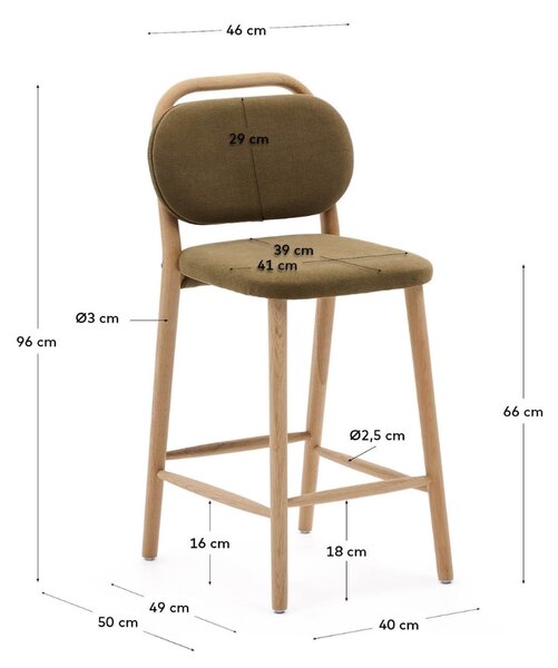 Zelená čalouněná barová židle Kave Home Helda 65 cm