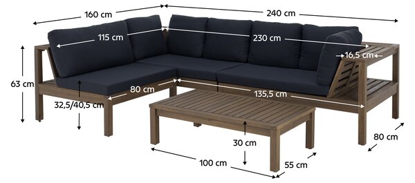 KONDELA Zahradní set, akáciové dřevo, hnědá/tmavě šedá, PARAG