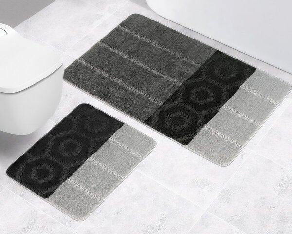 Bellatex Koupelnová předložka BANY, PRUHY ŠEDO-ČERNÉ 60x50cm na WC