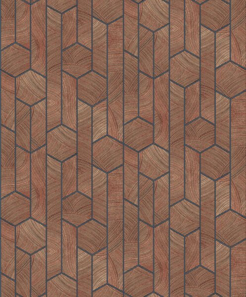 Hnědá geometrická vliesová tapeta na zeď, SUM106, Summer, Khroma by Masureel