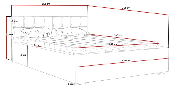 Dvoulůžková postel 200x200 GALOX - ocelová šedá