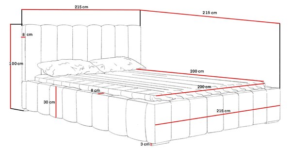 Čalouněné dvojlůžko 200x200 s úložným prostorem BURKE - latte