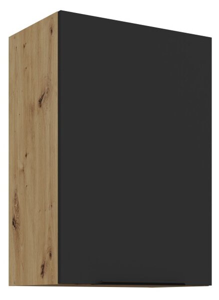 Horní kuchyňská skříňka LUNARA - šířka 50 cm, černá / dub artisan