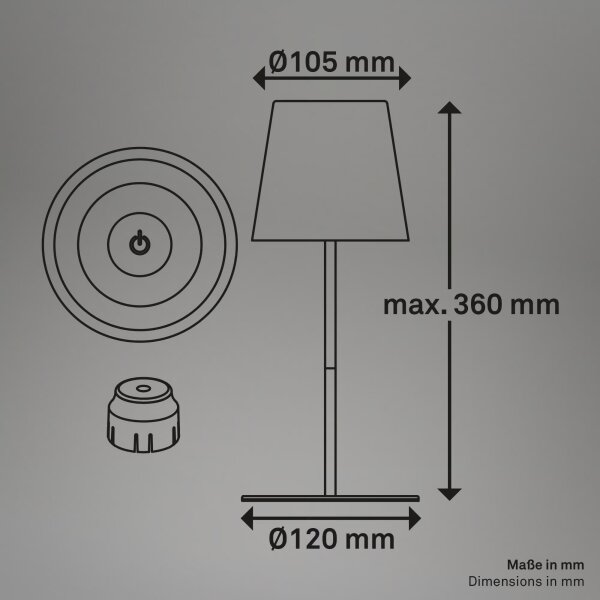 Briloner 7510012-LED RGB Stm stolní lampa CALIDA 2,5W/5V IP44 1200mAh oranžová