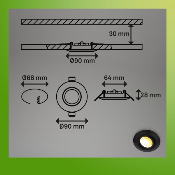 Briloner 7586035-SADA 3xLED Koup podh svítidlo KLIRA LED/4,9W/230V IP23 černá
