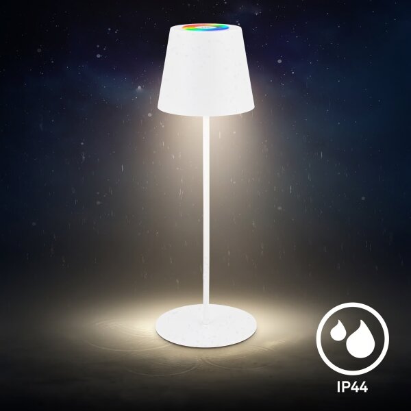 Briloner 7510016 - LED RGBW Stm stolní lampa CALIDA 2,5W/5V IP44 1200 mAh bílá