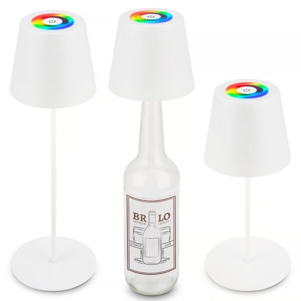 Briloner 7510016 - LED RGBW Stm stolní lampa CALIDA 2,5W/5V IP44 1200 mAh bílá