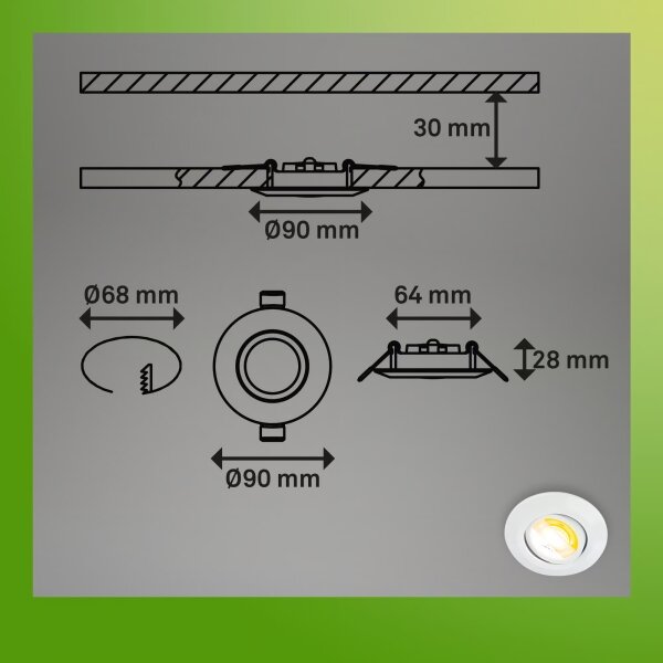 Briloner 7586036 - SADA 3xLED Koup podh svítidlo KLIRA LED/4,9W/230V IP23 bílá