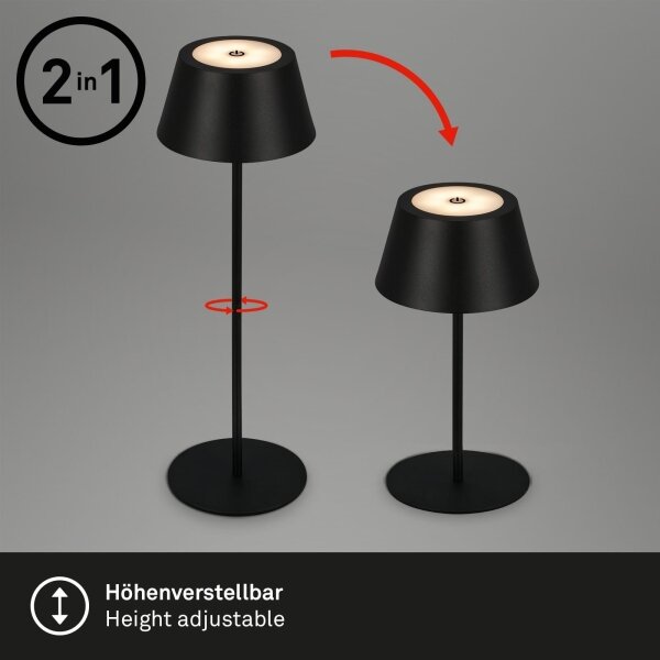 Brilo - LED RGB St nab dotyk stolní lampa KIKI LED/2,6W/5V IP44 2600 mAh černá