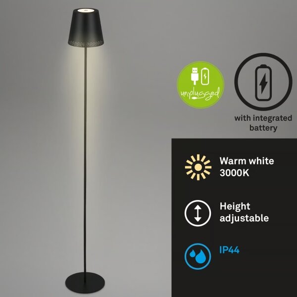 Briloner 1438015 - LED Stm stojací lampa KIKI 4,3W/5V IP44 2600 mAh černá