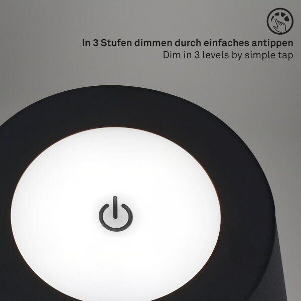 Briloner 1438015 - LED Stm stojací lampa KIKI 4,3W/5V IP44 2600 mAh černá
