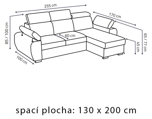 Sedací souprava PLAZA | 170x255 cm | rozkládací + úložný prostor | VÝBĚR TKANIN