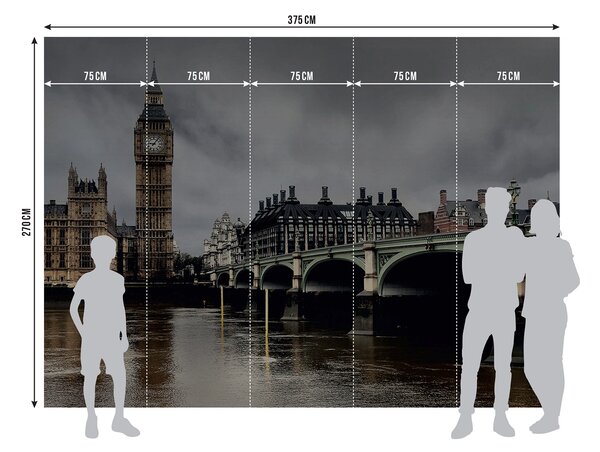 Fototapeta na míru Ponurý Výhled na Big Ben | Vliesová fototapeta na zed' | DFTNXXL0423