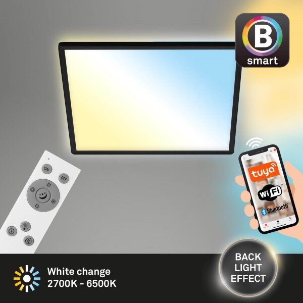 Briloner 7060-015 - LED Stm panel SLIM 22W/230V 42x42 cm černá Wi-Fi Tuya + DO