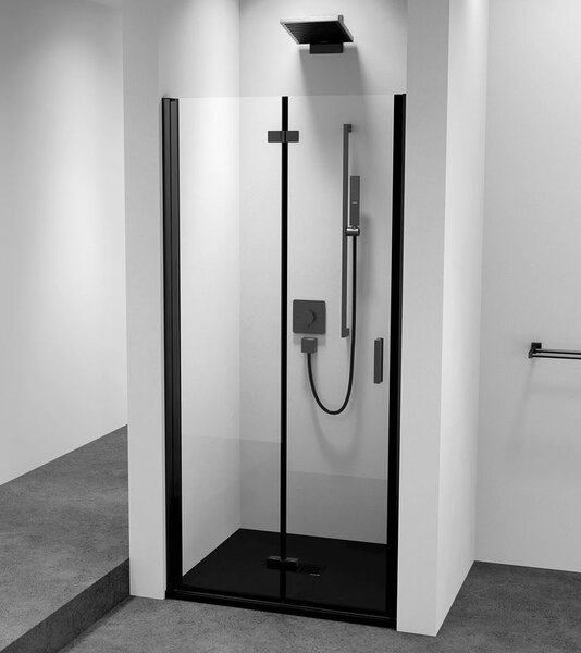Polysan ZOOM LINE BLACK sprchové dveře skládací 700mm, čiré sklo, levé