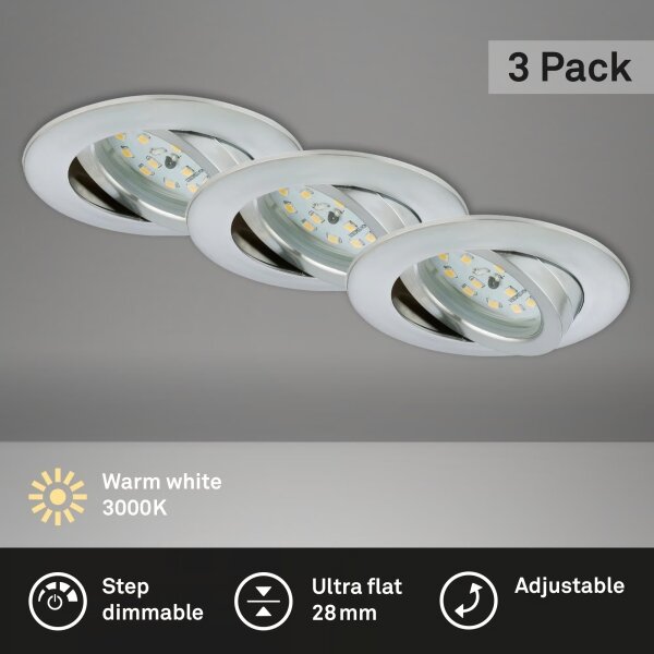 Briloner 7296-039 - SADA 3x LED Koupel podhledové svítidlo LED/6,5W/230V IP23