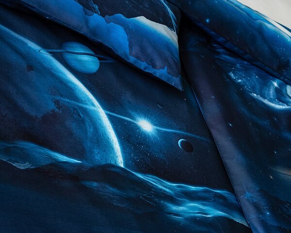 Matějovský povlečení GALAXIE, planety, modré, bavlna hladká digitál, 140x200cm + 70x90cm