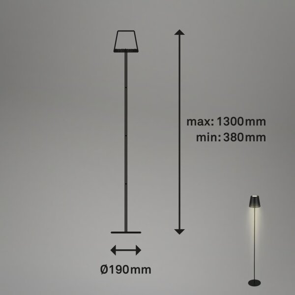 Briloner 1438015 - LED Stm stojací lampa KIKI 4,3W/5V IP44 2600 mAh černá
