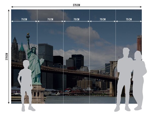 Fototapeta na míru Brooklynský Most a Socha Svobody | Vliesová fototapeta na zed' | DFTNXXL0426
