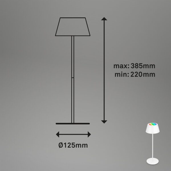 Brilo - LED RGB St nab dotyk stolní lampa KIKI LED/2,6W/5V IP44 2600 mAh bílá