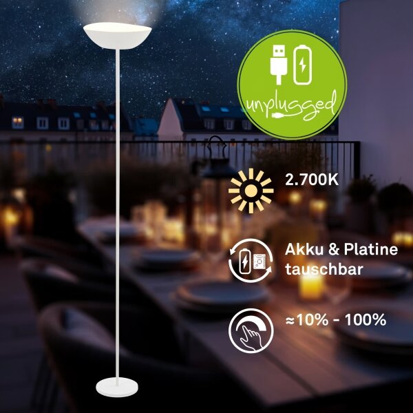 Briloner 1500016 - LED Stm stojací lampa ESTATE 8W/5V 4000 mAh bílá