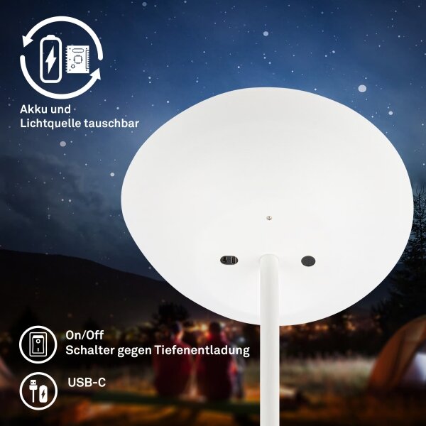Briloner 1500016 - LED Stm stojací lampa ESTATE 8W/5V 4000 mAh bílá